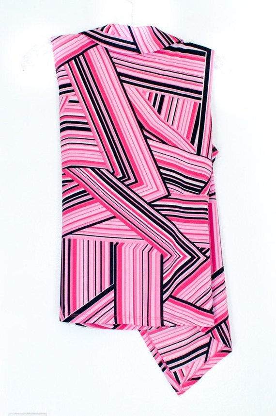 Y2K Op Art Top Pink Black Geometric 90's Psychedl… - image 7