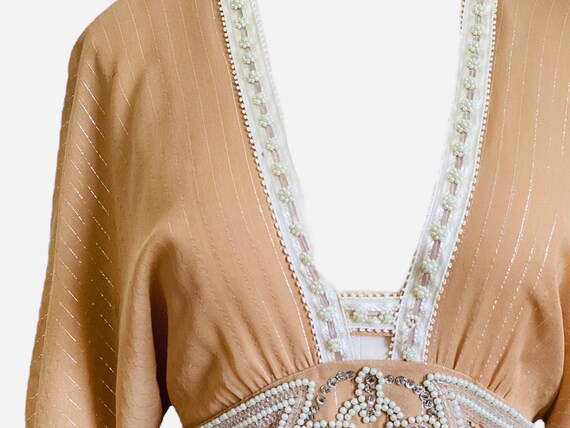 Silk Blouse 00's Blouse Crop Top Silk Blouse Tan … - image 5