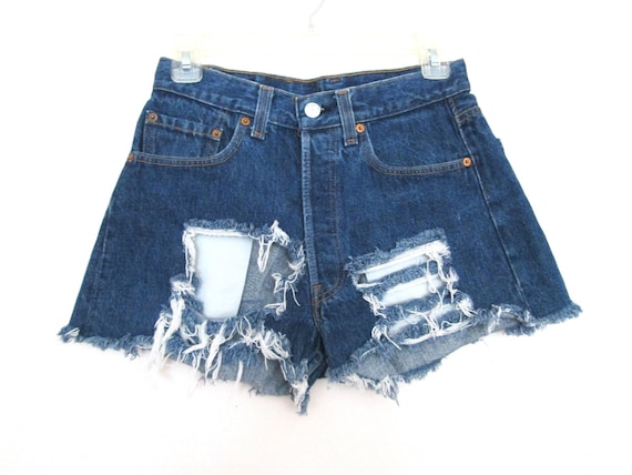 Levis Denim Shorts Ripped Denim Shorts 29  High W… - image 1