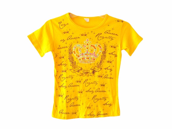 Y2K Tee Shirt Studded Rhinestone "Queen Royalty" … - image 3