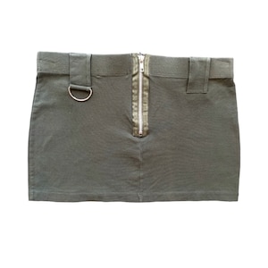 Mini Skirt Green Cargo Skirt  2000s Mod Retro Zippered Vintage Low Waisted Mini Skirt Green Vintage Y2K Skirt  Size Small