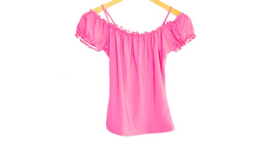 Y2K Pink Peasant Blouse Top 2000's Off The Should… - image 6