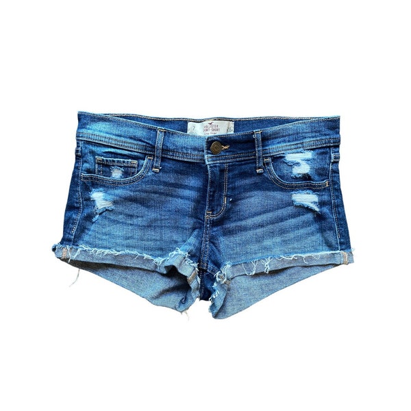 Y2K Denim Shorts Low Waisted Blue Jean Short 00s Mini Party Grunge 2000s Hollister Denim Jean Shorts Vintage Low Rise  Waist 28" Medium/M