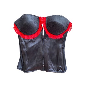 Black Lace Bustier Y2K Floral Lace Convertible Strap Bustier Bra Top Vintage 90&#39;s Festival Grunge Boho Gothic Black Bustier  Size 34 B - Sm