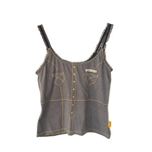 Y2K Tank Top Grey Top 90s Y2K Faux Denim Tank Top Boho Grunge