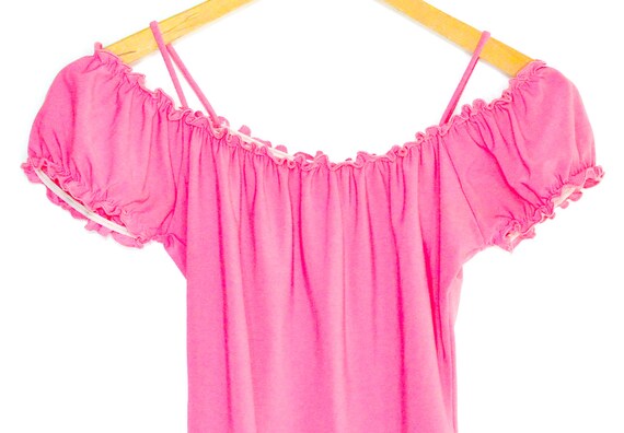 Y2K Pink Peasant Blouse Top 2000's Off The Should… - image 5