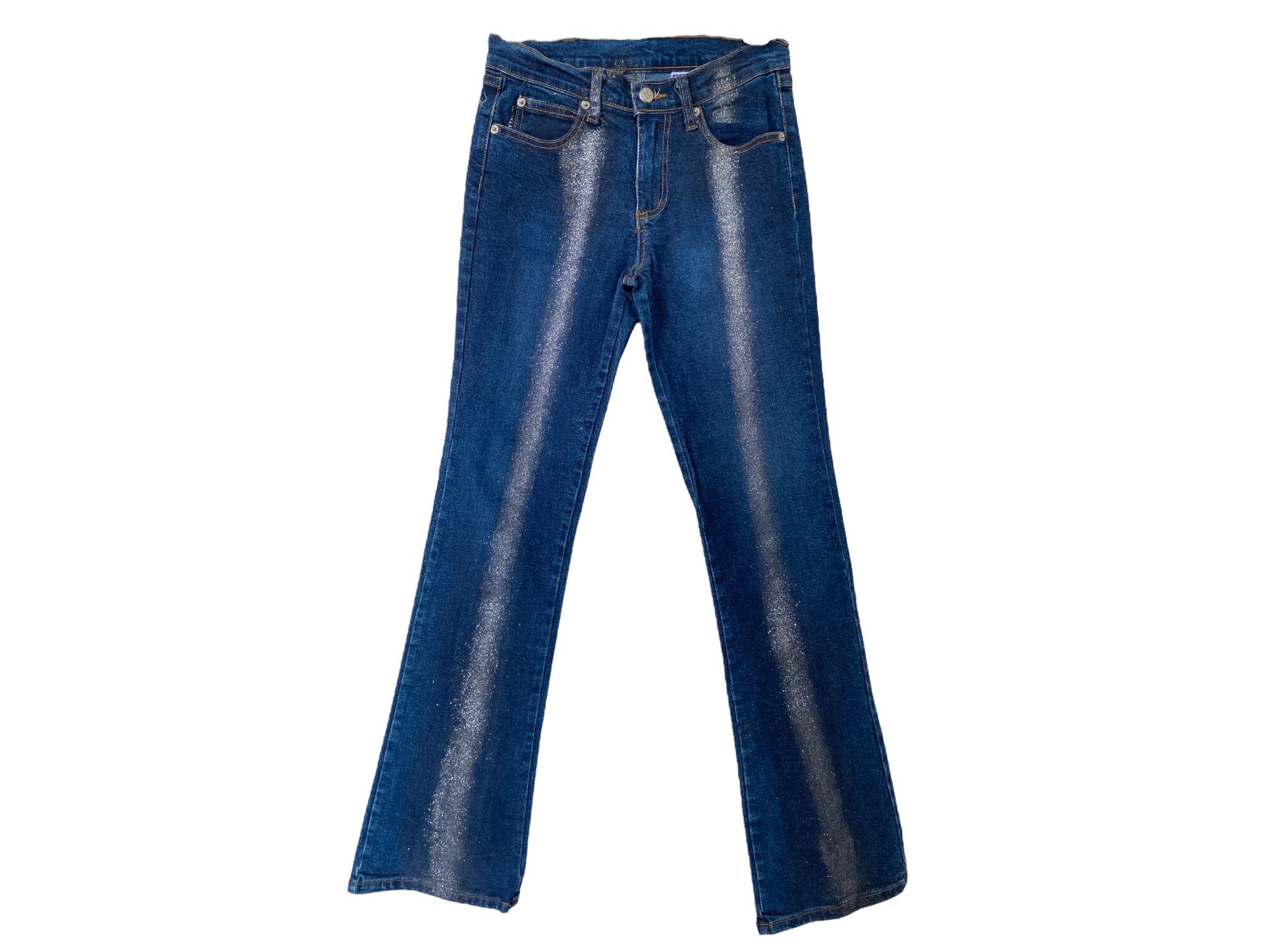 90's Glitter Blue Flare Jeans Denim Y2K Pants High Rise Blue 90's Glitter Blue Flare Jeans Denim Y2K Pants High Rise Blue