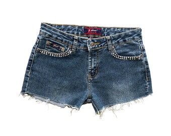 【suzen】Marilyn y2k dark blue denim shorts Y2K Denim Shorts Low Waisted Blue Jean Short 00s Mini Party