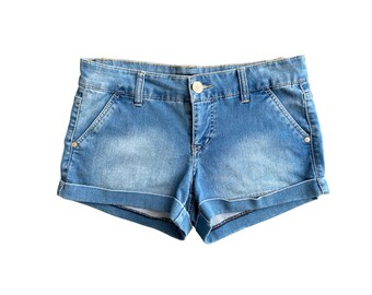 Y2K Denim Shorts Low Waisted Blue Jean Short 00s Vintage Grunge