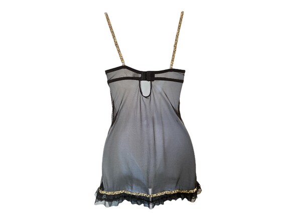 90's Black Mesh Slip Dress Mini Dress Sheer See T… - image 8