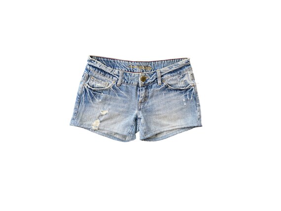 Y2K Denim Shorts Low Waisted Blue Jean Short 00s Mini Party