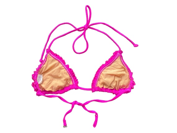 Y2K PINK Bikini Top Swimsuit Ruffle Top 1990s Bathing Suit