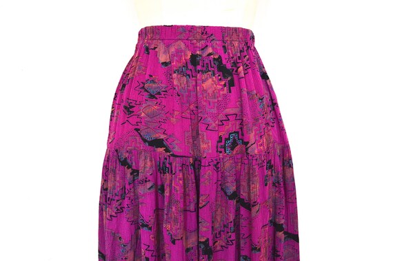 Pink Aztec Print Skirt 80s Midi Pink Aztec Bohemi… - image 3