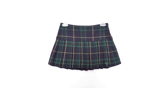 Y2K Green Pleated Skirt Mini Skirt 00s Micro Mini