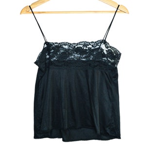 Black Lined Elastic Lace Tank Top Camisole 