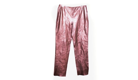 Metallic Leather Jeans Y2K Vintage High Waist 90'