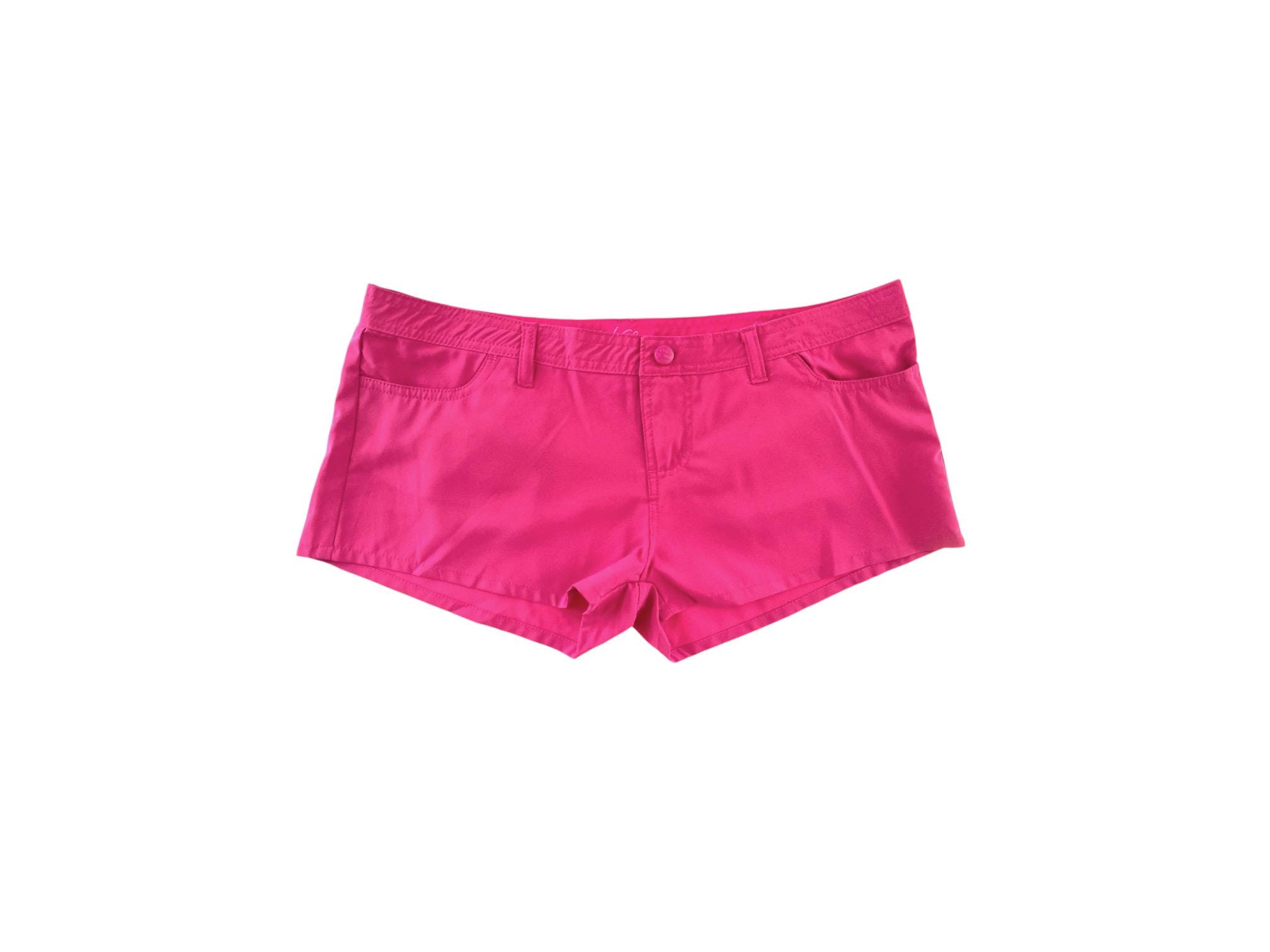 宅配便配送 Y2K Swim Hotpants 00s Shorts Short Waisted Low Shorts Pink Sサイズ