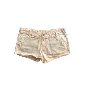 Y2K Denim Shorts Low Waisted Pink Jean Shorts Micro Shorts Low Waisted Grunge 2000s Denim Shorts Vintage Low Rise Waist Shorts- Waist 29&quot; -M