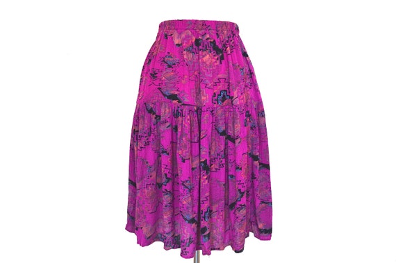Pink Aztec Print Skirt 80s Midi Pink Aztec Bohemi… - image 1