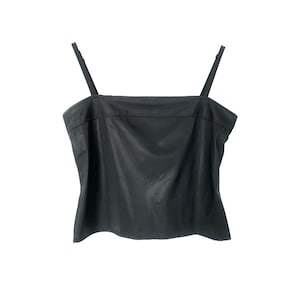 Black 90&#39;s Bustier Tank Top Wetlook Faux Leather Tank Top Y2K Top Boho Grunge Top Vintage 2000&#39;s Tank Top Straight Neck  Festival Grunge - L
