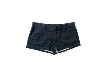 Y2K Denim Shorts Low Waisted Black Stripe Jean Micro Shorts 2000's Low Waisted Boho Vintage Y2k Ultra Low Rise Waist - Size 3- XSmall/XS