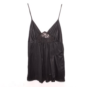 80&#39;s Black Camisole Lingerie Top 80s Floral Pattern Black Tank Top Low Back See Trhough Top Romantic Boho 80s Hippie Bohemian  Cami Tank  M