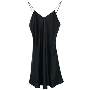 90&#39;s Black Slip Dress Mini Lingerie Slip Black Spaghetti Strap Vintage 1990&#39;s Satin Mini Dress Party Dress Romantic V Neck Nightdress- S