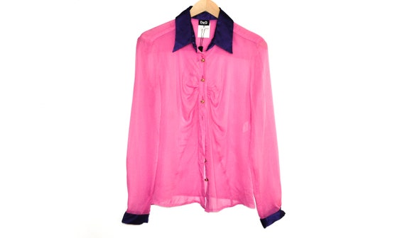Y2K Pink SILK Shirt D&G Blouse Dolce and Gabbana Shirt Satin