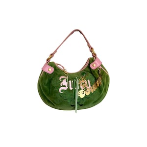 Vintage 2000's Juicy Couture VELOUR Bag Purse Green Pink