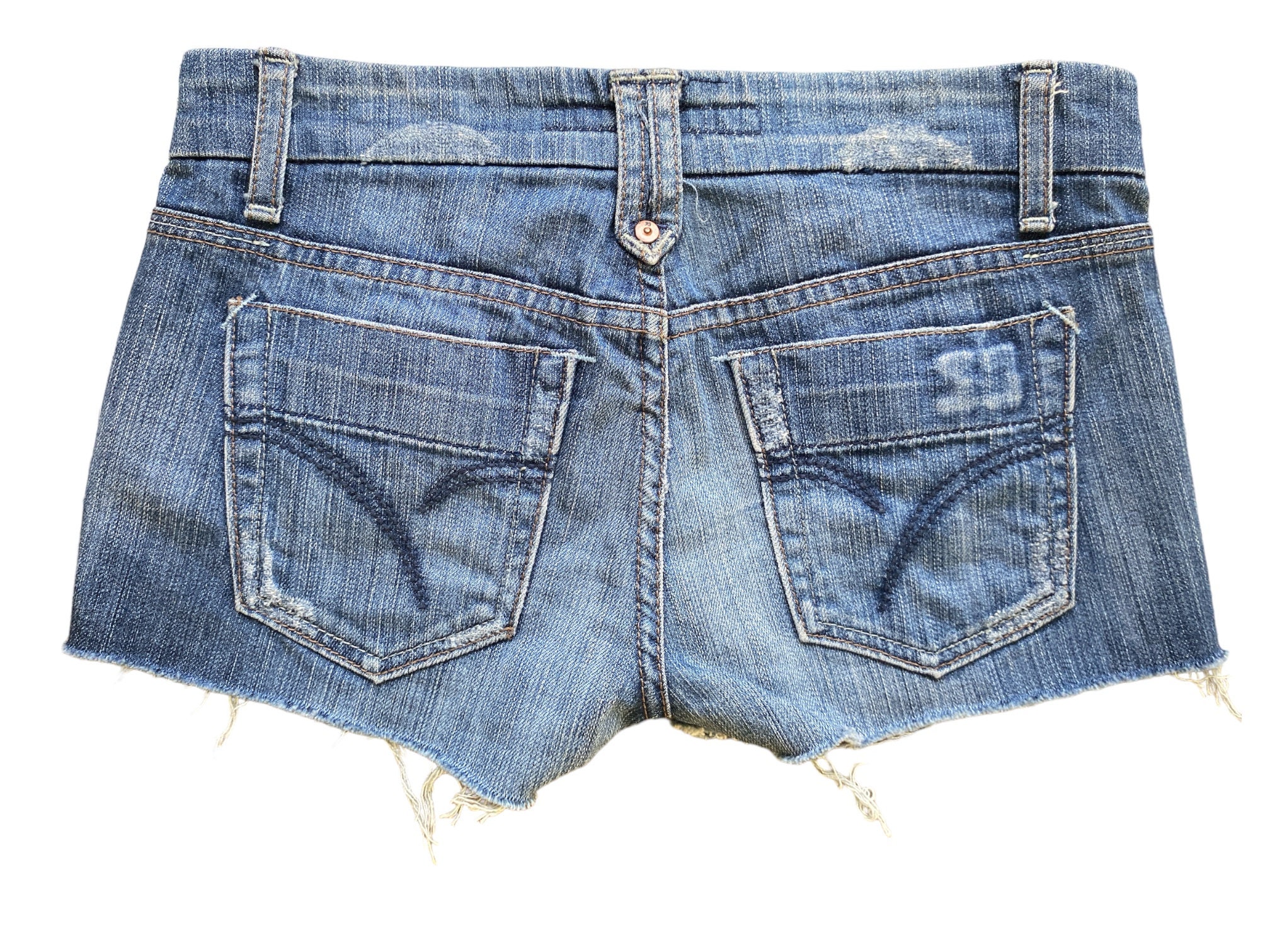 【suzen】Fancy y2k Low Waist Shorts Y2K Low Rise Rhinestone Fleur De Lis Denim Fairy Grunge