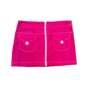 Y2K Mini Skirt Pink Zipper Skirt 00s Mini Party Grunge Skirt 2000s Pink White Mini Skirt Never Worn Vintage Low Rise Mini Skirt Size Small S
