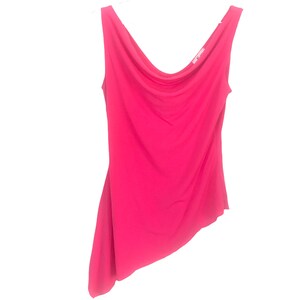 Pink Tank Top Y2K Cowl Neck Blouse Asymmetric  2000&#39;s  Blouse 90&#39;s Pink Blouse Shirt Grunge Cocktail Romantic Size Large  L
