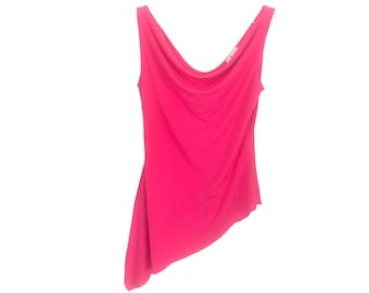 Pink Tank Top Y2K Cowl Neck Blouse Asymmetric  2000's  Blouse 90's Pink Blouse Shirt Grunge Cocktail Romantic Size Large  L
