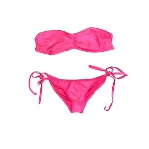 90&#39;s Bikini Pink Swimsuit 90s Bathing Suit Strapless Bandeau Vintage Retro Y2K Low Waisted 90&#39;s Vintage Never Worn Bikini Size - M