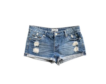 Y2K Denim Shorts Low Waisted Blue Jean Short 00s Jean Shorts Low