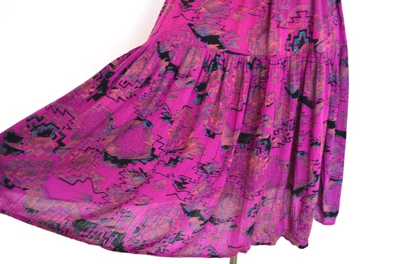 Pink Aztec Print Skirt 80s Midi Pink Aztec Bohemi… - image 4