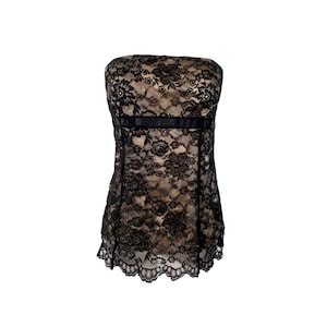 Lulu's Fancy Black Lace Bustier Top, Lace Crop Top ,sexy Black