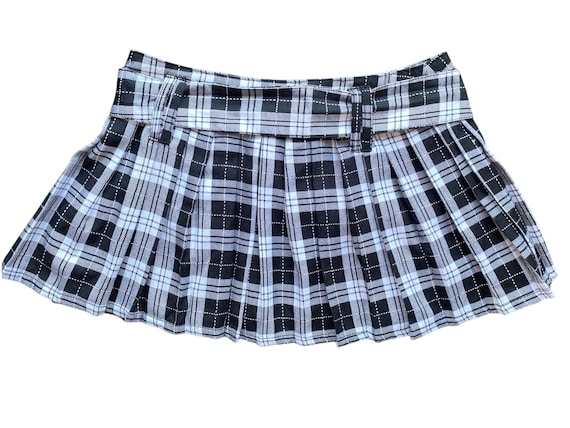 Y2K Plaid Skirt Pleated Mini Skirt 00s Mini Party… - image 7