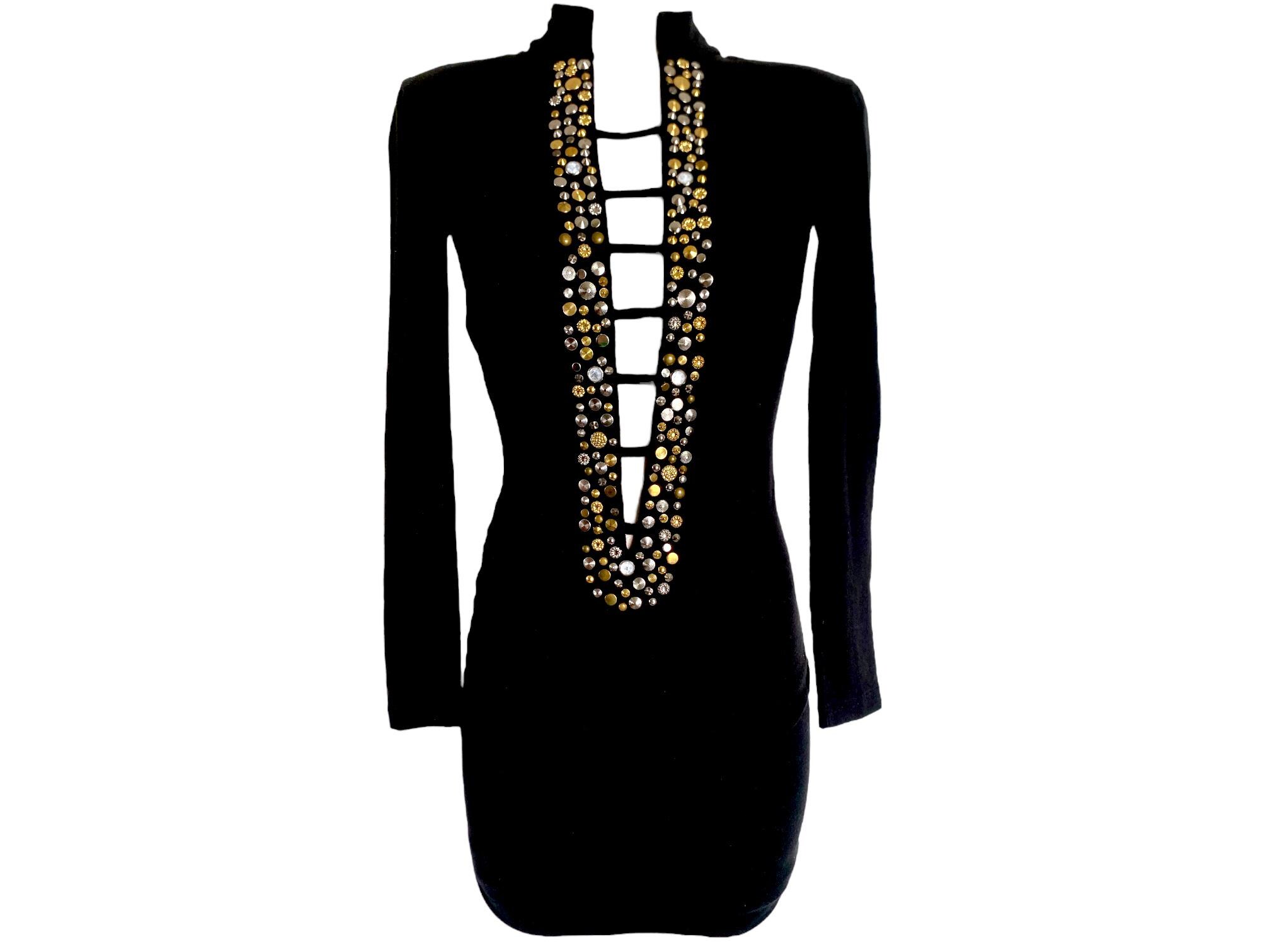 1990's Studded Plunge Mini Dress Vintage 90's 80's Plunging Neck Dress Black  Bodycon Stretchy Dress Party Club Cocktail LOW BACK Dress - S - Etsy Israel