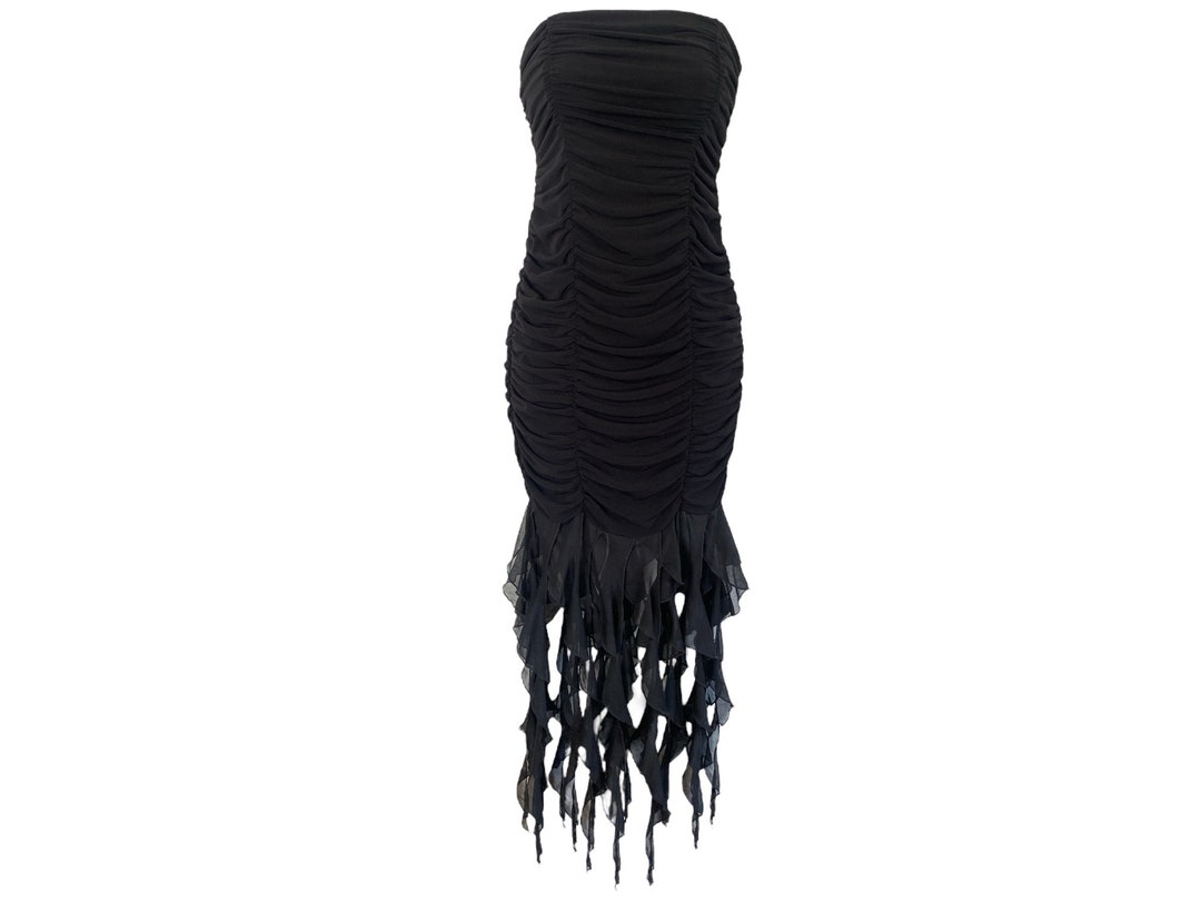 Y2K Strapless Leopard Dress (S)