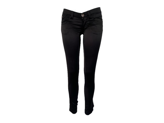 Miss Sixty Black Jeans Y2K Satin Low Waisted Ultra Low Rise