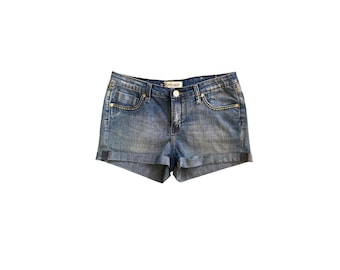 Y2K Denim Shorts Low Waisted Blue Jean Micro Shorts Mini Grunge 2000s  Denim Jean Shorts Vintage Low Rise Waist 31" Size 11/12- Large - /31"