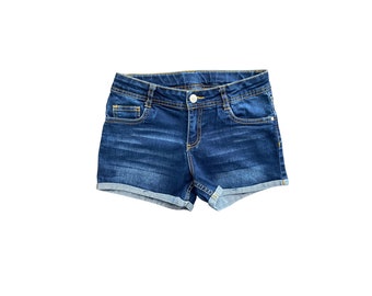 【suzen】Fancy y2k Low Waist Shorts Retro Blue Denim jeans shorts for women with Rivets - Ultra