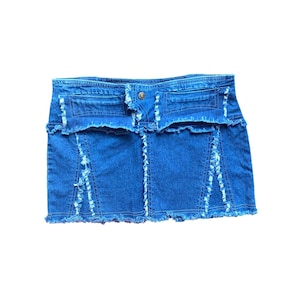 Y2K Micro Mini Denim Skirt Blue Jean Skirt Boho Western Grunge Skirt 2000s Denim Mini Skirt Vintage Low Rise Mini Jean Skirt -Small/S