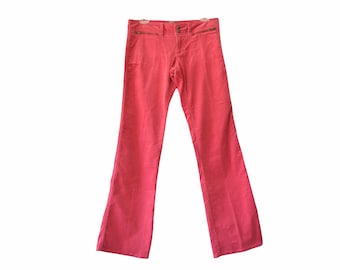 Y2K Pink Corduroy Flare Pants Y2K Pants Corduroy Low Rise Pants 2000s Bootcut Pants Low Rise Trouser Stretchy  Clubwear Vintage Rave Small