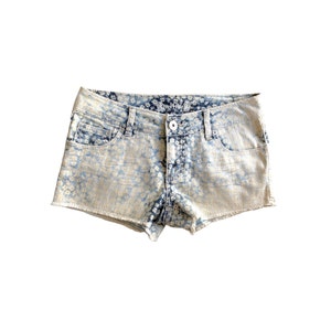 Y2K Denim Shorts Low Waisted Blue Jean Short 00s Floral Shorts Low Waist Grunge 2000s Denim Jean Shorts Vintage Low Rise Waist Shorts -5-S