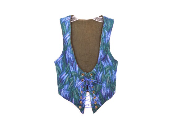 70's Blue Lace Up Bustier Crop Blouse 1970's Vinta