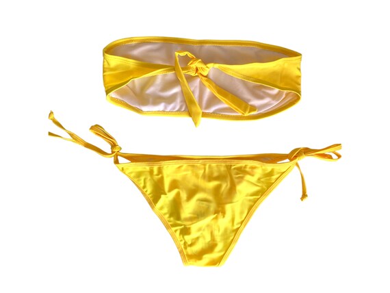 90's YELLOW Bandeau Bikini Swimsuit 90s Bathing S… - image 6