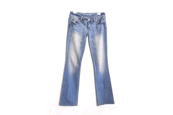 Flared Y2K Blue Jeans Denim Y2K Flare Pants Low R… - image 1