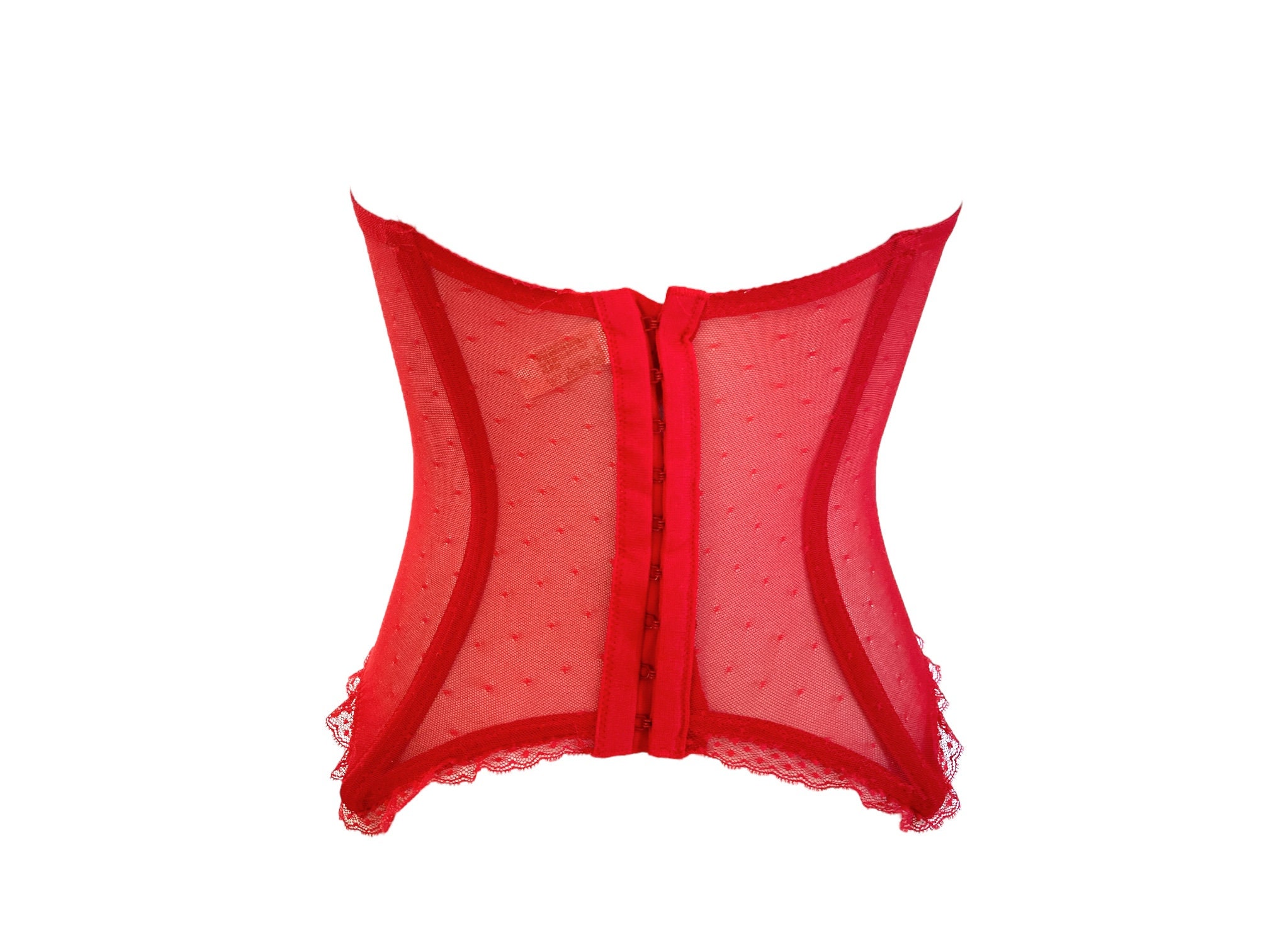 Victoria's Secret Gold Label Red Lace Bustier Top Mesh RED
